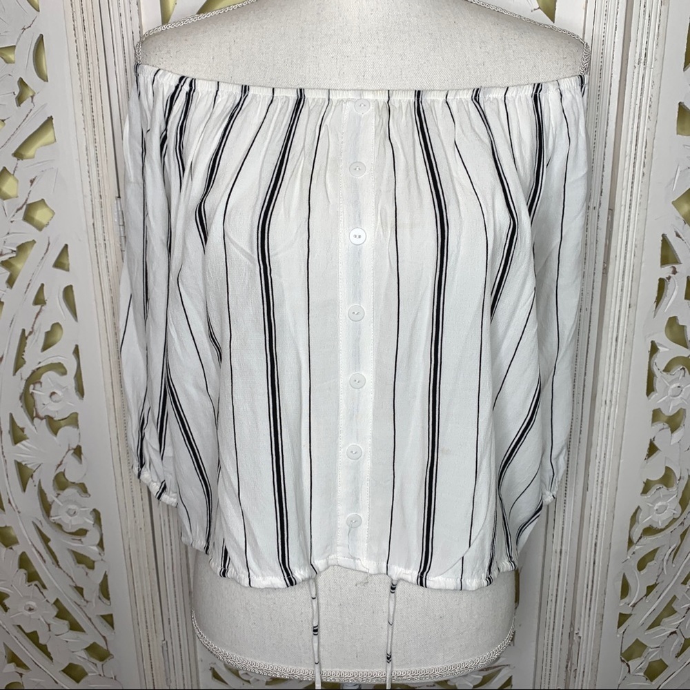 Faithfull The Brand Off Shoulder Striped Top - Picture 3 of 9